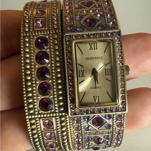 Heidi Daus Purple and Gold Ornate Bracelet Watch